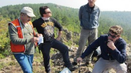 At Eurasian Minerals' Alankoy gold-copper project in Turkey, from left: geologist Halil Aydincak, geologist Alper Ozbek, director of investor relations Scott Close and general manager of exploration Eric Jensen. Photo by Salma Tarikh.