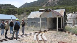 Western Pacific Resources executives and staff at the entrance to the historic Deer Trail gold mine in Utah.  Photo by Adrian Pocobelli.