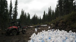 Workers collect a bulk sample at Commerce Resources' Eldor REE project in Quebec's Nunavik region. Credit: Commerce Resources
