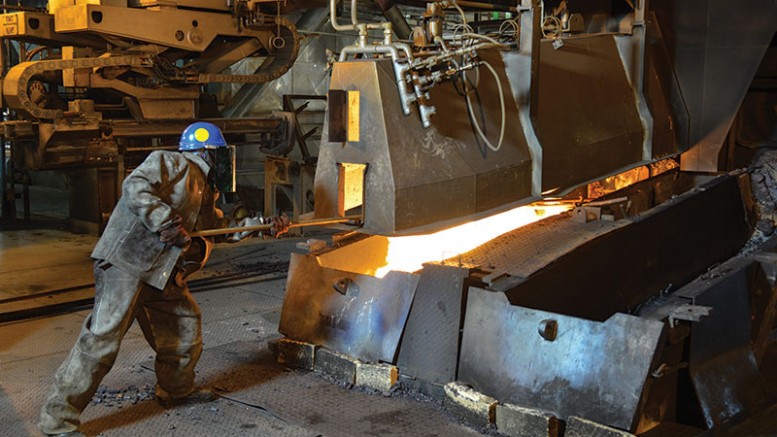 A worker in the smelter at First Quantum Minerals’ majority-owned Kansanshi copper mine in Zambia. Credit: First Quantum Minerals.