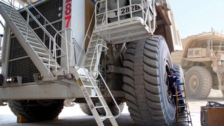 Tire maintenance at Barrick Gold's Cortez mine in Nevada. Credit: Barrick Gold