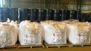 Largo packs the vanadium flakes in drums and bags. Photo by Salma Tarikh.