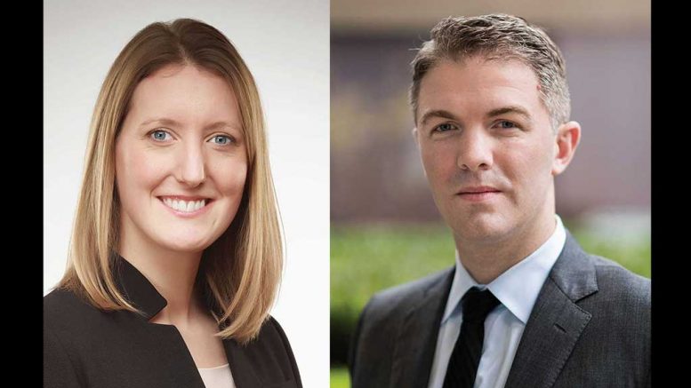 Catherine Raw, executive VP and CFO of Barrick Gold, and Stephen de Jong, chairman of Integra Resources: winners of the Young Mining Professionals of the Year Award for 2017.