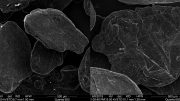 Scanning electron microscope images of Northern Graphite's +50 mesh XL flake graphite from its Bissett Creek project in Ontario. Credit: Northern Graphite.