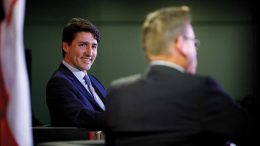 Canadian Prime Minister Justin Trudeau (left) and PDAC president Glenn Mullan at the Metro Toronto Convention Centre in March. Credit: PDAC.